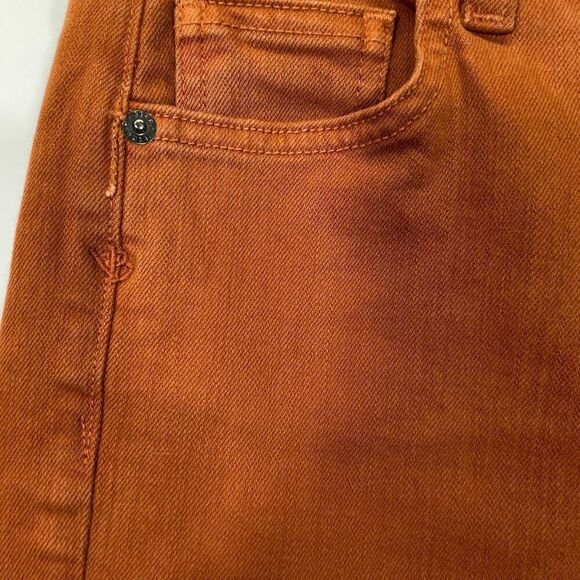 Veronica Beard Rust Raw Hem Carly Kick Flare High Rise Denim Jeans Size 24 - Picture 3 of 9